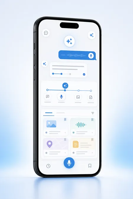 音声入力した内容をAIが理解し、記憶として整理するMemory BucketのiPhone画面イメージ