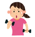 ダンベルを両手に持って筋力トレーニングをする人のイラスト